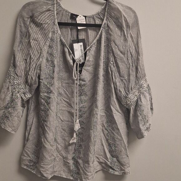 Young Threads Tops - Young Threads Gray Boho Blouse